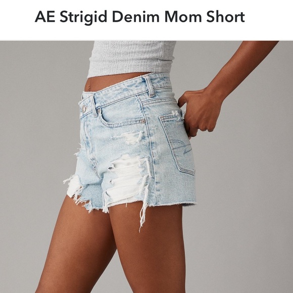 American Eagle AE Strigid Denim Mom Jean Shorts Crossover Waist 12 / 31 - Picture 4 of 15